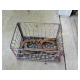 Morning Glory Metal Milk Crate & Horse Shoes