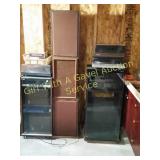 3 Turn Tables, Stereo Recievers, Speakers, Cabinet