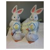 Light Up Blow Mold Easter Rabbits, Ceramic Ducks