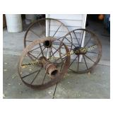 3 Antique Steel Wheels