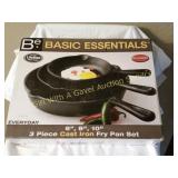 Pre-Seasoned 6" 8" 10" Fry Pan Set sealed in box