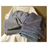 Queen Size Blue/White Sheet Set, Guess Towel Set