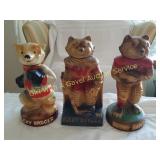 3 Vintage Bucky Badger Liquor Decanters Sealed