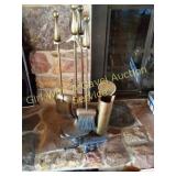 Brass Fireplace Set, Match Holder, Cast Boot Jack