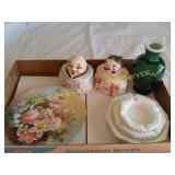 Limoge Plate, Japan Chopper Holders, Milk Glass