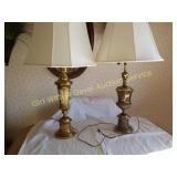 2 Brass Table Lamps (shade damage on 1)
