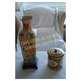 Oriental Little Jones Vase & Oriental Style Tin
