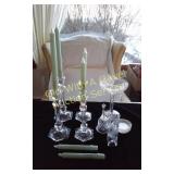 Crystal Candlestick Holders, Bell, Vase, Etc