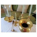 Brass Chamber Candlestick Holders, Spittoon, Snuff