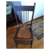 Antique Chair w/wood punch hole seat