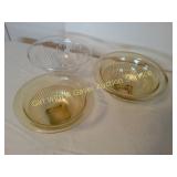 Yellow Depression Serving Bowls, Clear Depression