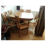 Antique "TWIN" Table 6 Chairs & 6 Leaves