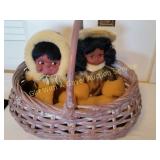 Reliable Canada Eskimo Dolls w/Basket