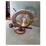 Brass Captains Wheel w/Bell  Made In India