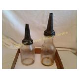 (2) Antique Glass Masters Spout Oil Jars