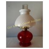 Antique Ruby Red w/Hobnail Milk Glass Hurricane