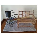 Metal Bike Flower Holder, Twig Miniature Settee