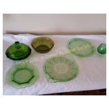 Green Depression Glassware