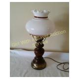 Wood Spindle Base Hurricane Style Table Lamp