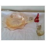 Marigold Carnival Bowl, Viking Glass, Bubble Glass