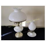 Hobnail Milk Glass Hurricane Table & Night Lamp