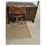 Desk, Office Chair, Floor Mat