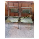 2 Retro Green Folding Chairs