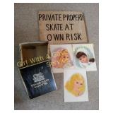 Hat Box, Skate Sign, Vintage Charmin Girl Prints