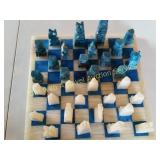 Marble Board & Carved Tiki Stone Pieces