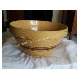 Large RRP Yelloware Batter Bowl Brown Band