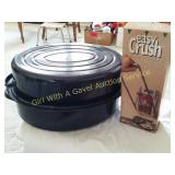Large Graniteware Roaster & Can Crusher
