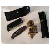 Gerber Knife, Brass Door Knocker, Pocket Knife Etc