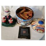 Collector Penny, Tin w/empty penny holders,