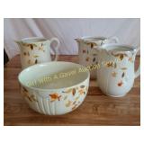 Halls Jewel Tea Serving Bowl & 3 Beverage Servers