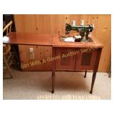 ANTIQUE NECCHI SEWING MACHINE & CABINET