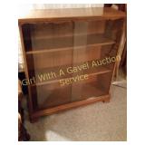 VINTAGE MAPLE THREE TIER GLASS DOOR DISPLAY CASE