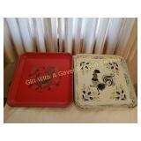 ORIGINAL MAXEY PEACOCK & ROOSTER METAL TRAYS