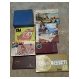 VARIETY OF VINTAGE GAMES-CLUE, CIA, LOC BLOC