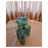 VINTAGE BLENDO BLUE PITCHER & GLASSES