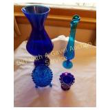 COBALT BLUE FENTON HOBNAIL EGG, IRIDESCENT GLASS
