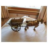 SOLID BRASS HORSE & WAGON