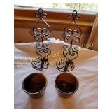WROUGHT IRON WALL MOUNT POTTERY HOLDERS
