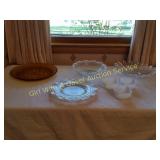 PYREX, AMBER GLASS PLATE, HOBNAIL & IRIDESCENT