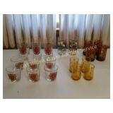 VARIETY OF RETRO DRINKING GLASSES-SMURFS ETC