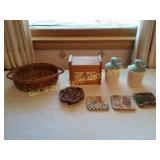 RECIPE BOX, TRIVET, BASKET, SALT/PEPP