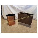 VINTAGE METAL MAG RACK & GOLF TRASH CONTAINER