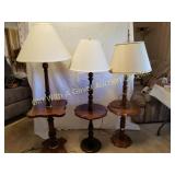3 WOOD SPINDLE FLOOR LAMPS