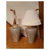 2 POTTERY STYLE GLAZED LAMPS