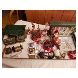 VARIETY OF XMAS DECOR, TRAIN STATION, ORNAMENTS