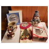 XMAS PLATES, MUGS, LINENS, SNOWMAN, ETC